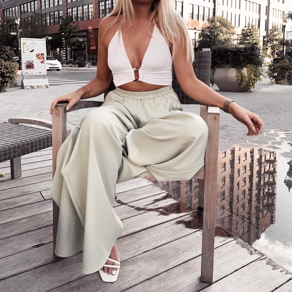 Sage Green Extreme Wide Leg Pants